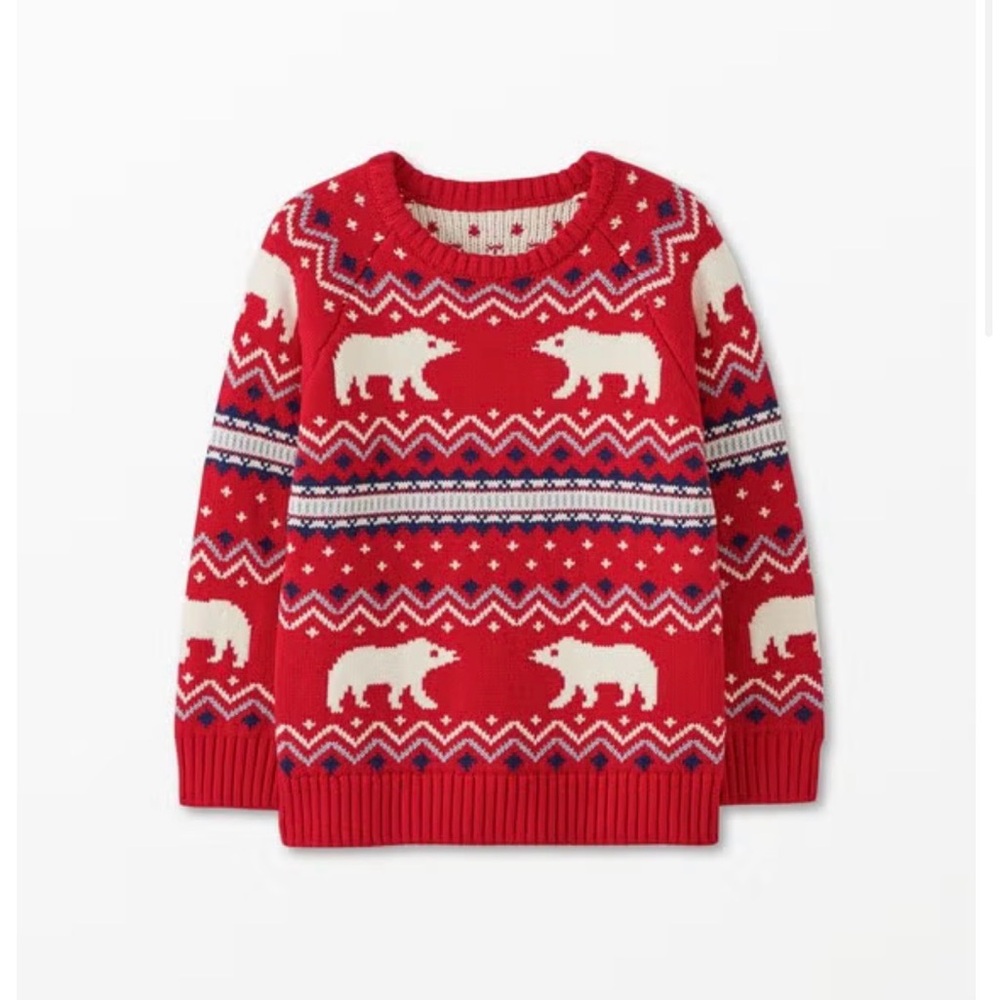 Hanna Andersson Toddler Boy 2T Red Polar Bear Fairisle Sweater